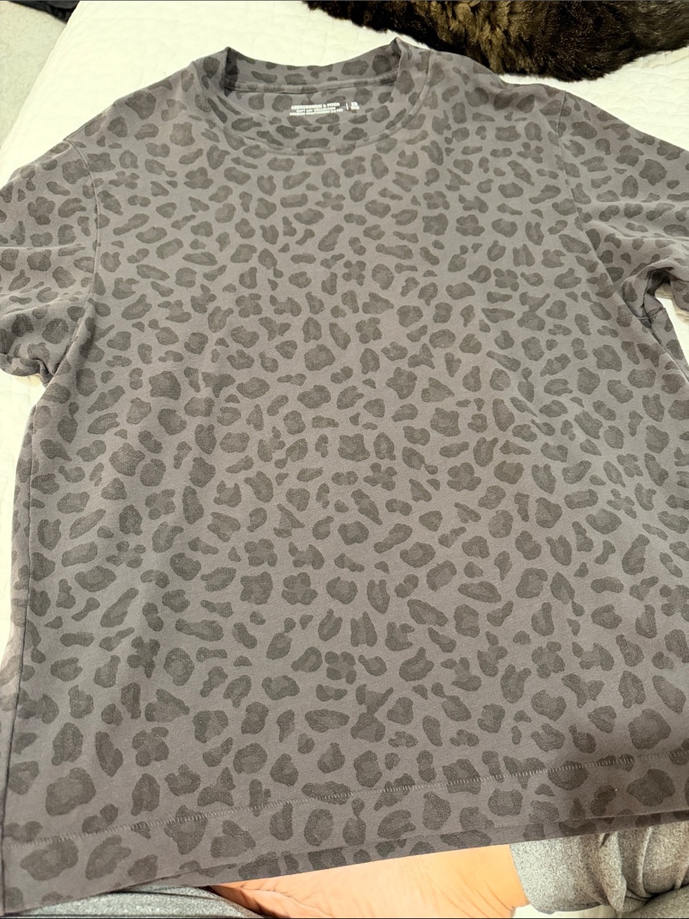 Abercrombie & Fitch Men's Charcoal Leopard Crewneck Sweater
